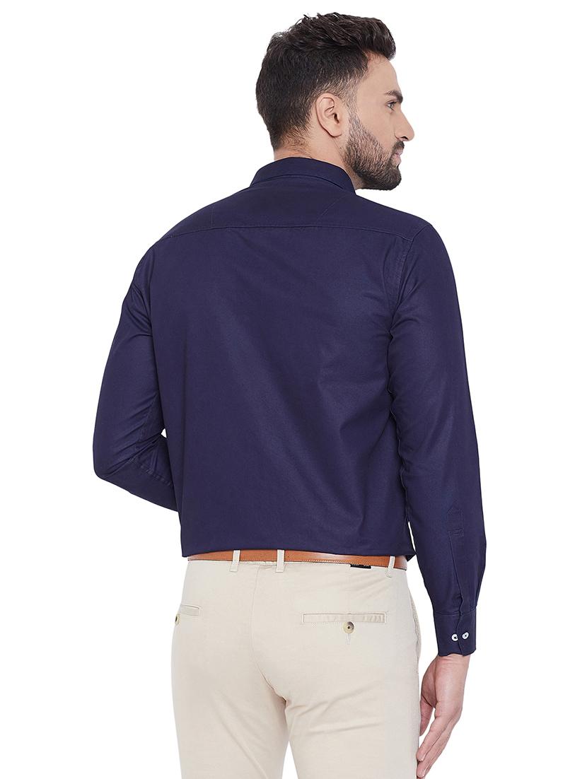 dark blue solid formal shirt - 16675456 - Zoom Image - 3