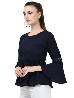 bell sleeved lace detail top - 16675933 - Standard Image - 2