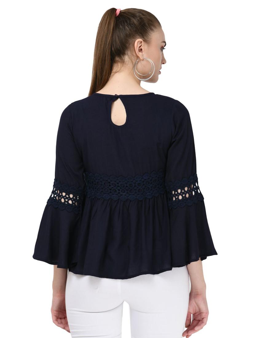 bell sleeved lace detail top - 16675933 - Zoom Image - 3