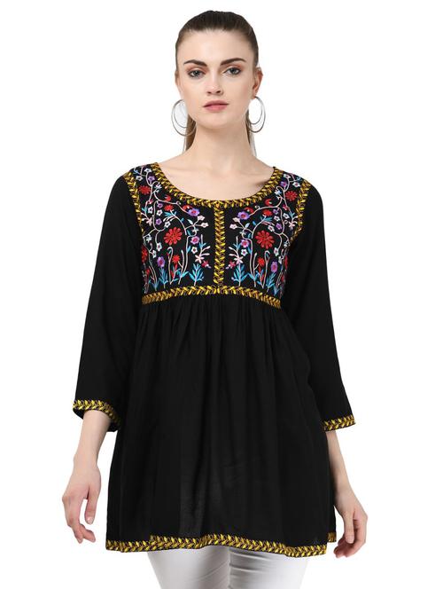 round neck embroidered tunic - 16675941 - Standard Image - 1