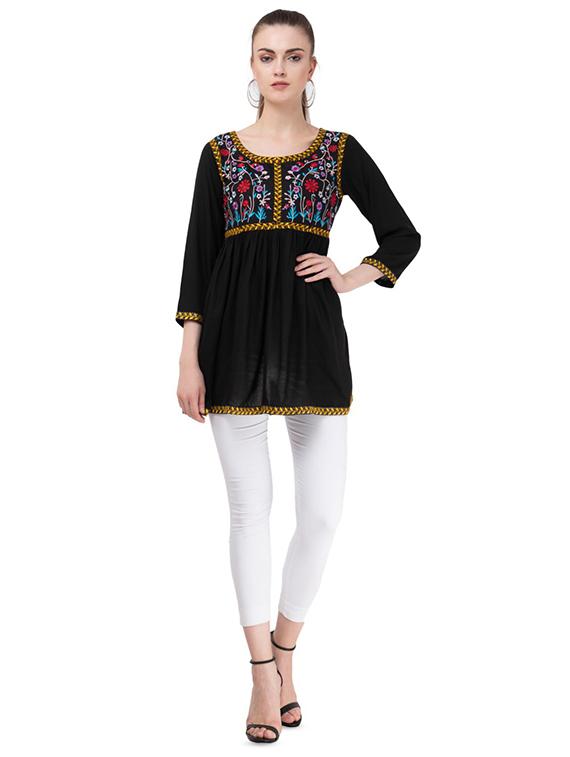 round neck embroidered tunic - 16675941 - Zoom Image - 4