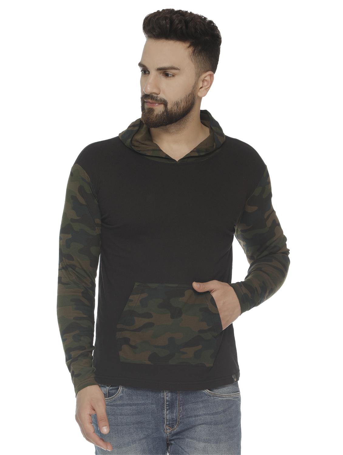 green camouflage print hooded t-shirt - 16676062 - Zoom Image - 1