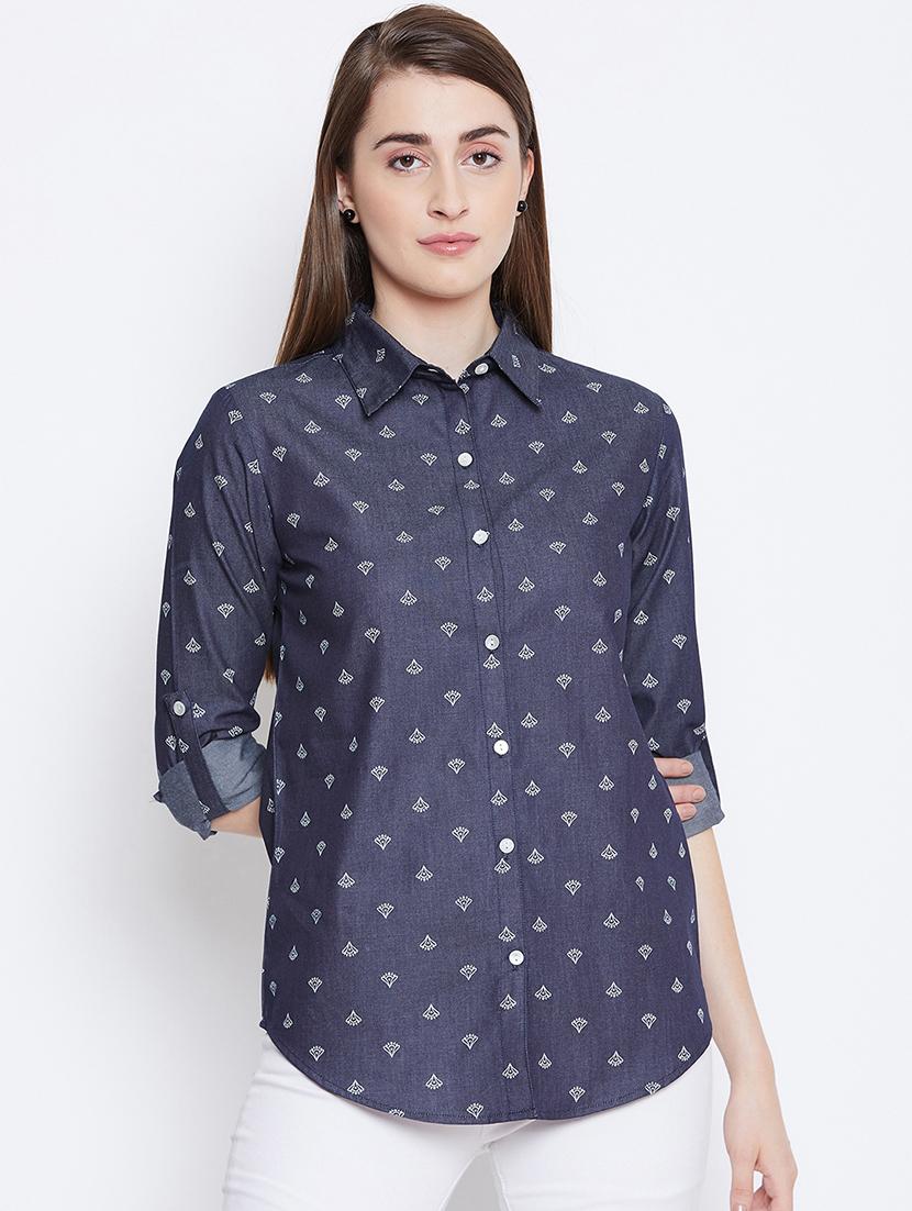 roll up sleeved curved hem shirt - 16676076 - Zoom Image - 1