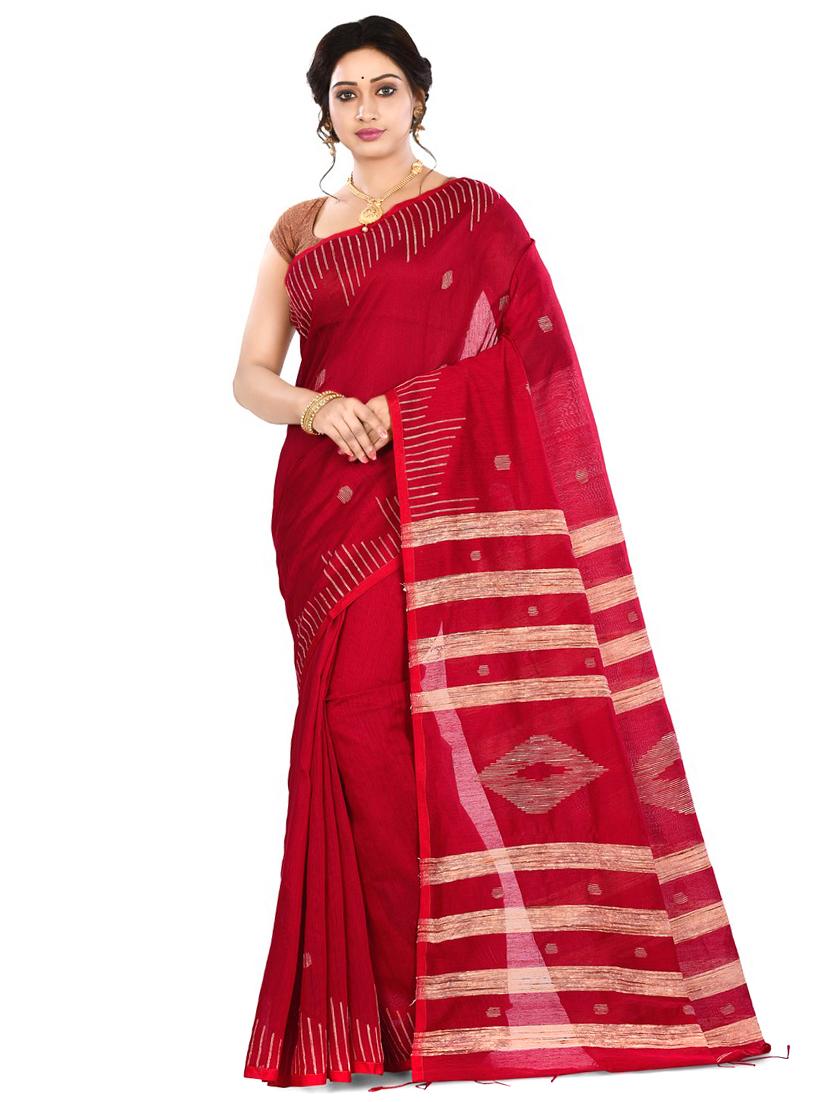 geometric printed tant saree with blouse - 16676112 - Zoom Image - 1