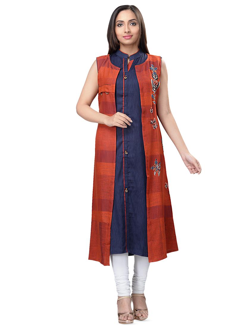 layered kurta with jacket - 16676381 - Zoom Image - 1