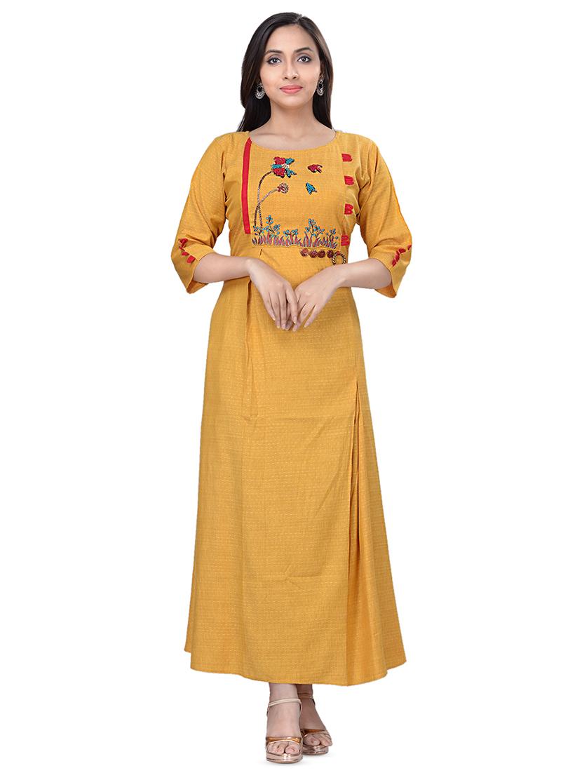 embroidered a-line kurta - 16676400 - Zoom Image - 1
