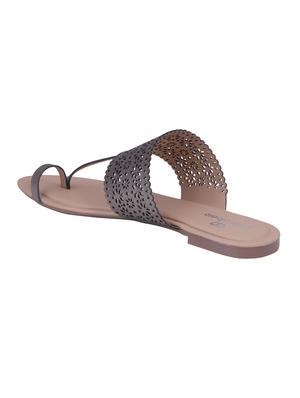 metallic one toe sandals - 16676850 - Standard Image - 3