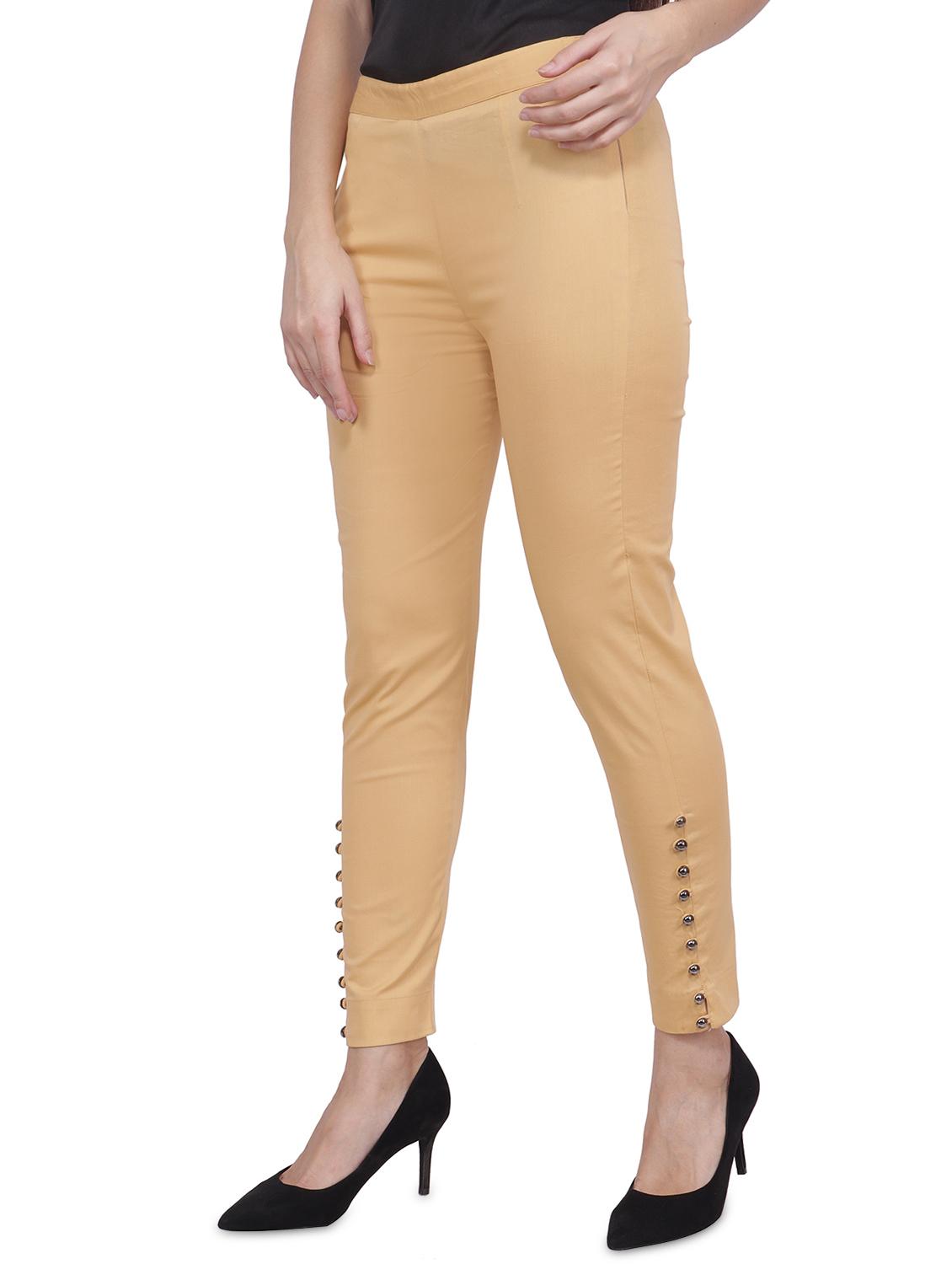 button detail hem flat front trouser - 16677018 - Zoom Image - 1
