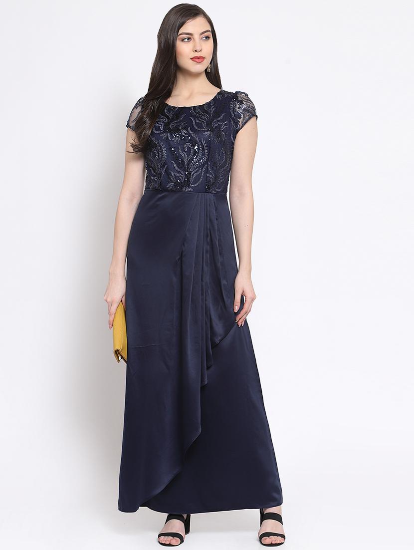round neck embroidered wrap dress - 16677108 - Zoom Image - 1