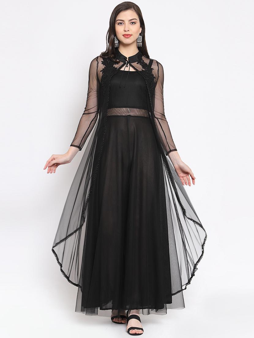 floral laced sheer maxi layered dress - 16677109 - Zoom Image - 1