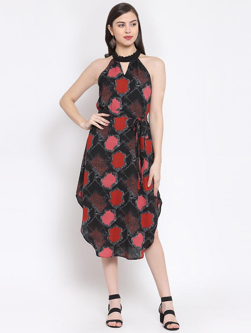 keyhole neck tie knot asymmetric dress - 16677130 - Zoom Image - 1