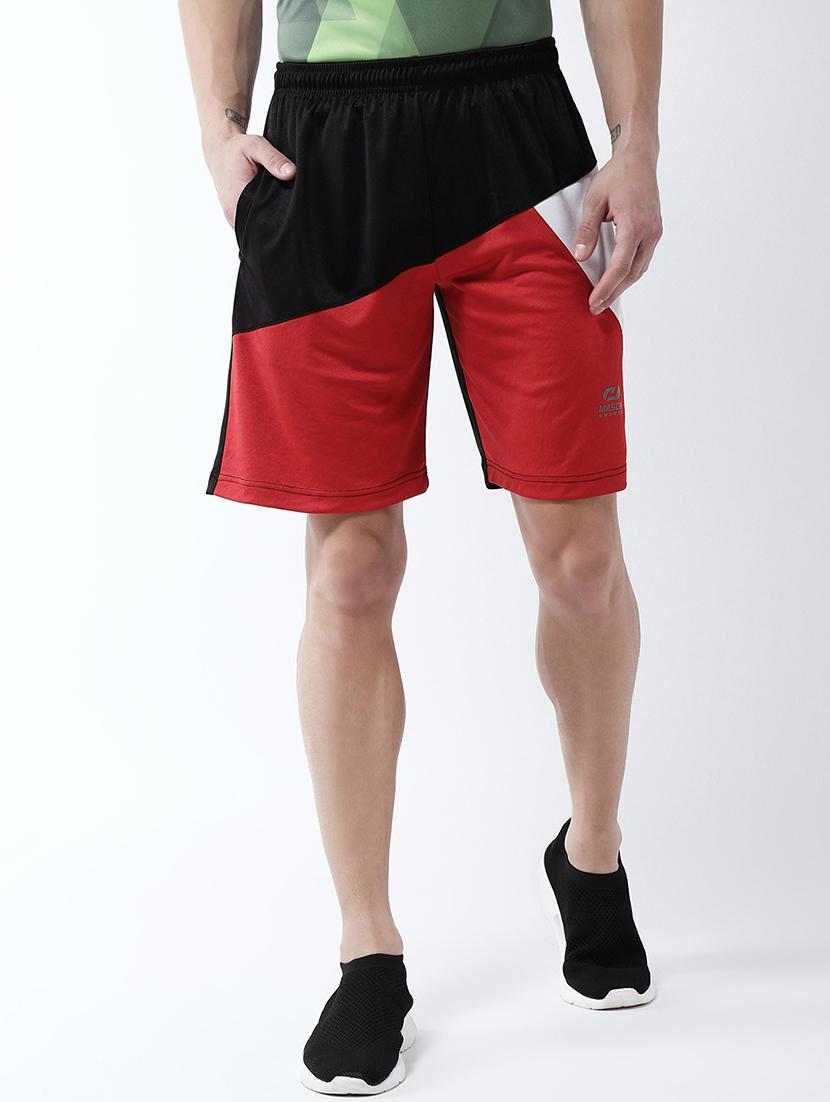 red color block shorts - 16677140 - Zoom Image - 1