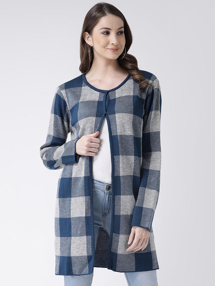 checkered acrylic regular cardigan - 16677398 - Zoom Image - 1