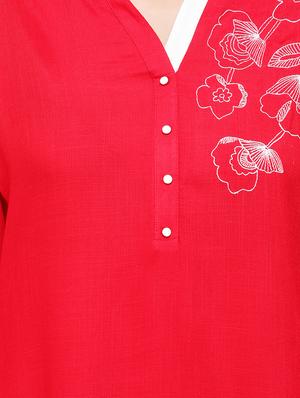 mandarin neck embroidered detail tunic - 16677511 - Standard Image - 5