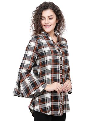 bell sleeved checkered tunic - 16677519 - Standard Image - 2