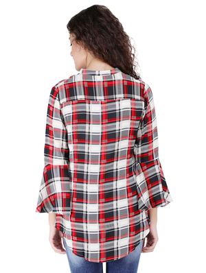 bell sleeved checkered tunic - 16677521 - Standard Image - 3