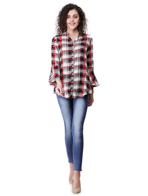bell sleeved checkered tunic - 16677521 - Standard Image - 4