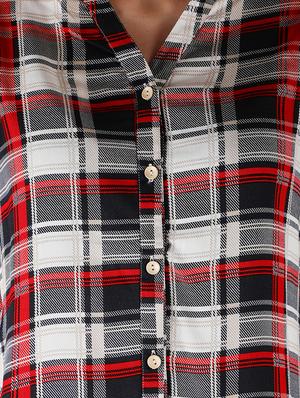 bell sleeved checkered tunic - 16677521 - Standard Image - 5
