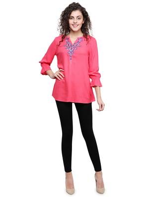 embroidered detail notch neck tunic - 16677526 - Standard Image - 4