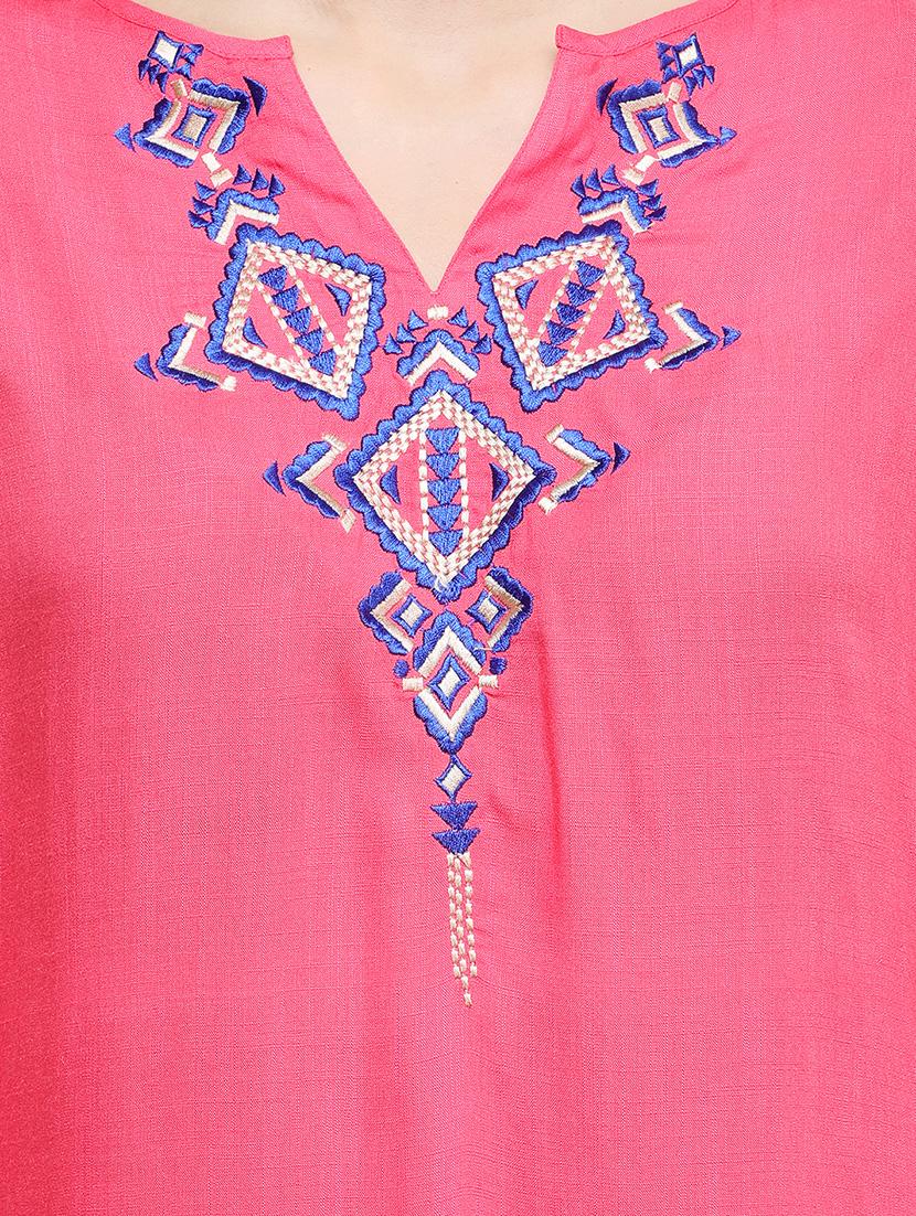 embroidered detail notch neck tunic - 16677526 - Zoom Image - 5