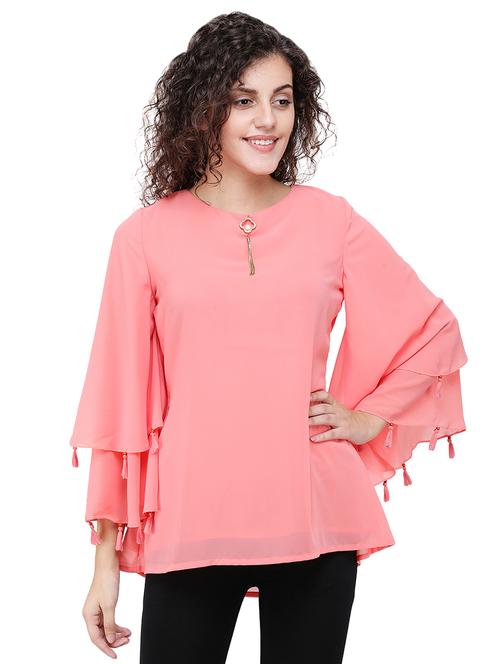 tassel embellished bell sleeved tunic - 16677530 - Standard Image - 1
