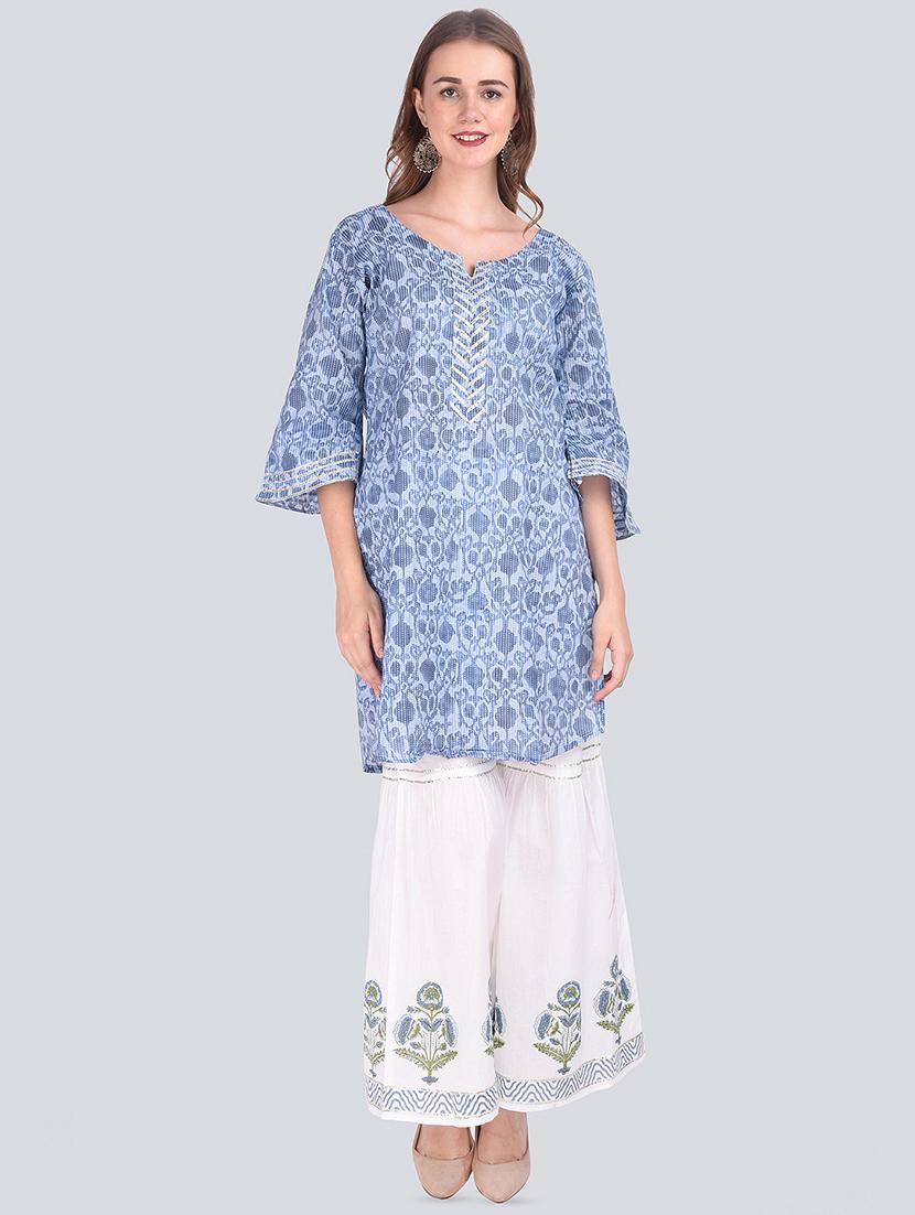 printed kurta palazzo set - 16677547 - Zoom Image - 1