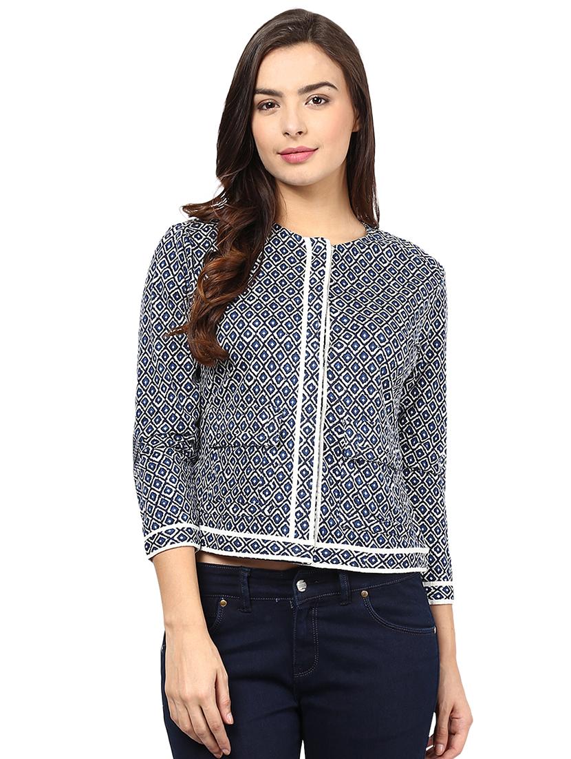 concealed placket printed jacket - 16677644 - Zoom Image - 1