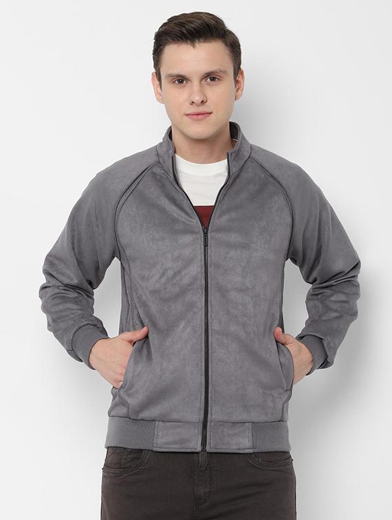 grey solid casual jacket - 16677682 - Zoom Image - 1