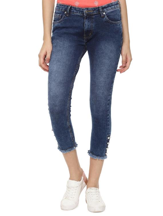 blue cotton blend jeans - 16677699 - Zoom Image - 1