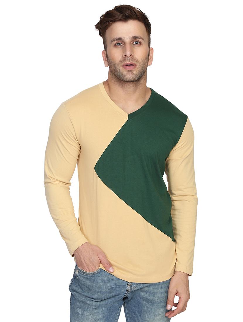 beige color block t-shirt - 16677795 - Zoom Image - 1