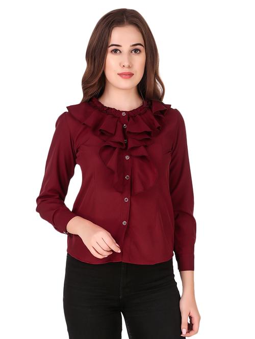 ruffle detail long sleeved top - 16677911 - Standard Image - 1