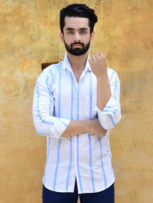 white striped casual shirt - 16677943 - Standard Image - 1