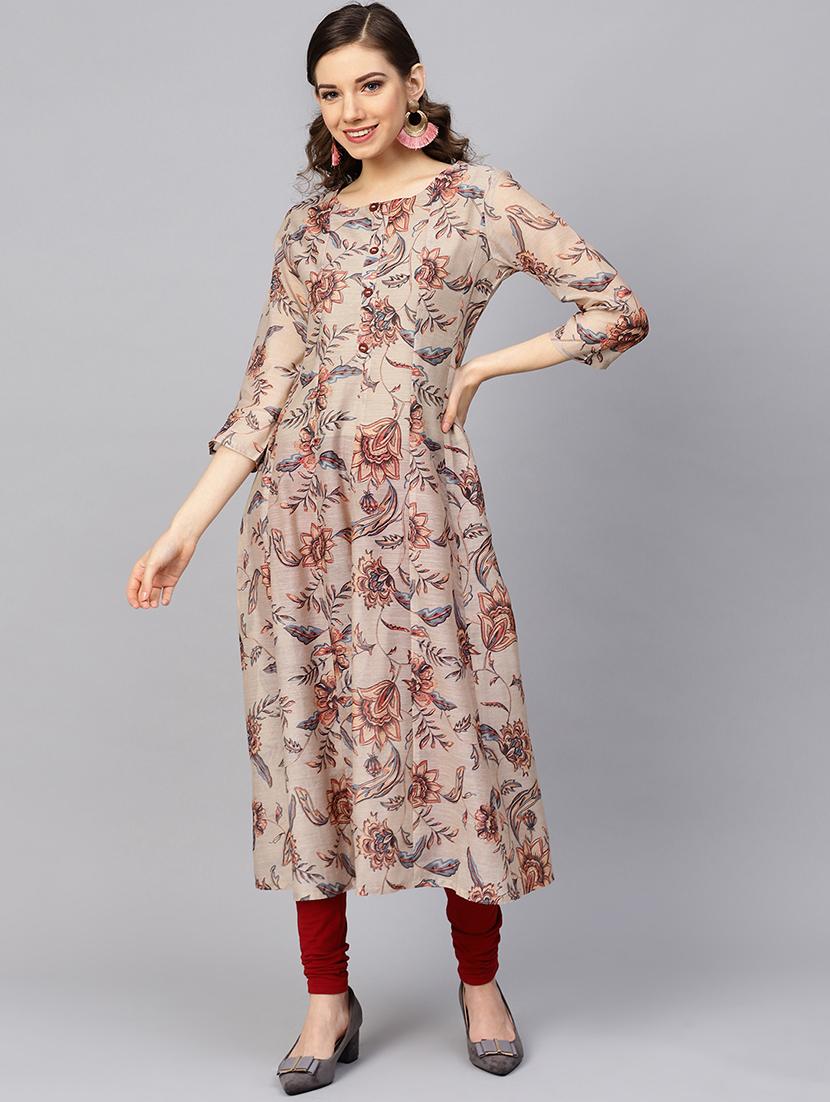 floral printed a-line kurta - 16678140 - Zoom Image - 1