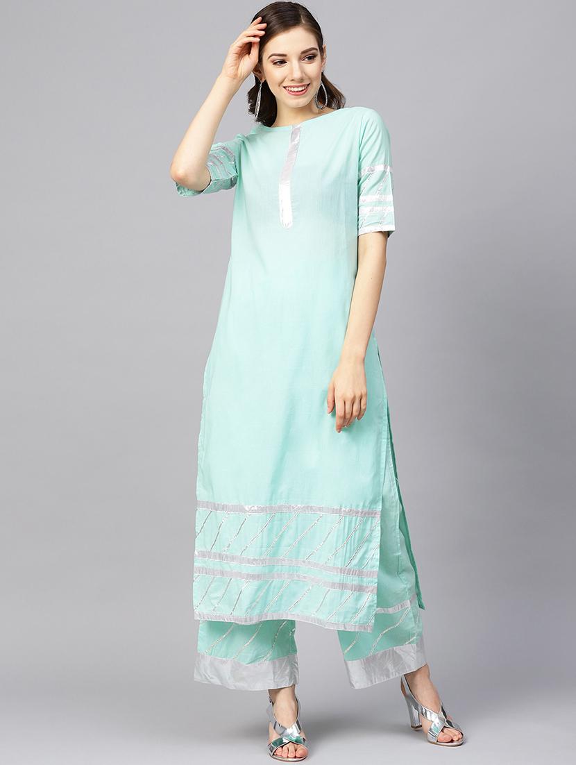 solid kurta palazzo set - 16678194 - Zoom Image - 1