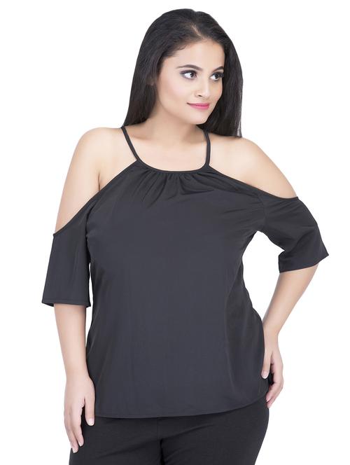 cold shoulder tie knot plus top - 16679104 - Standard Image - 1