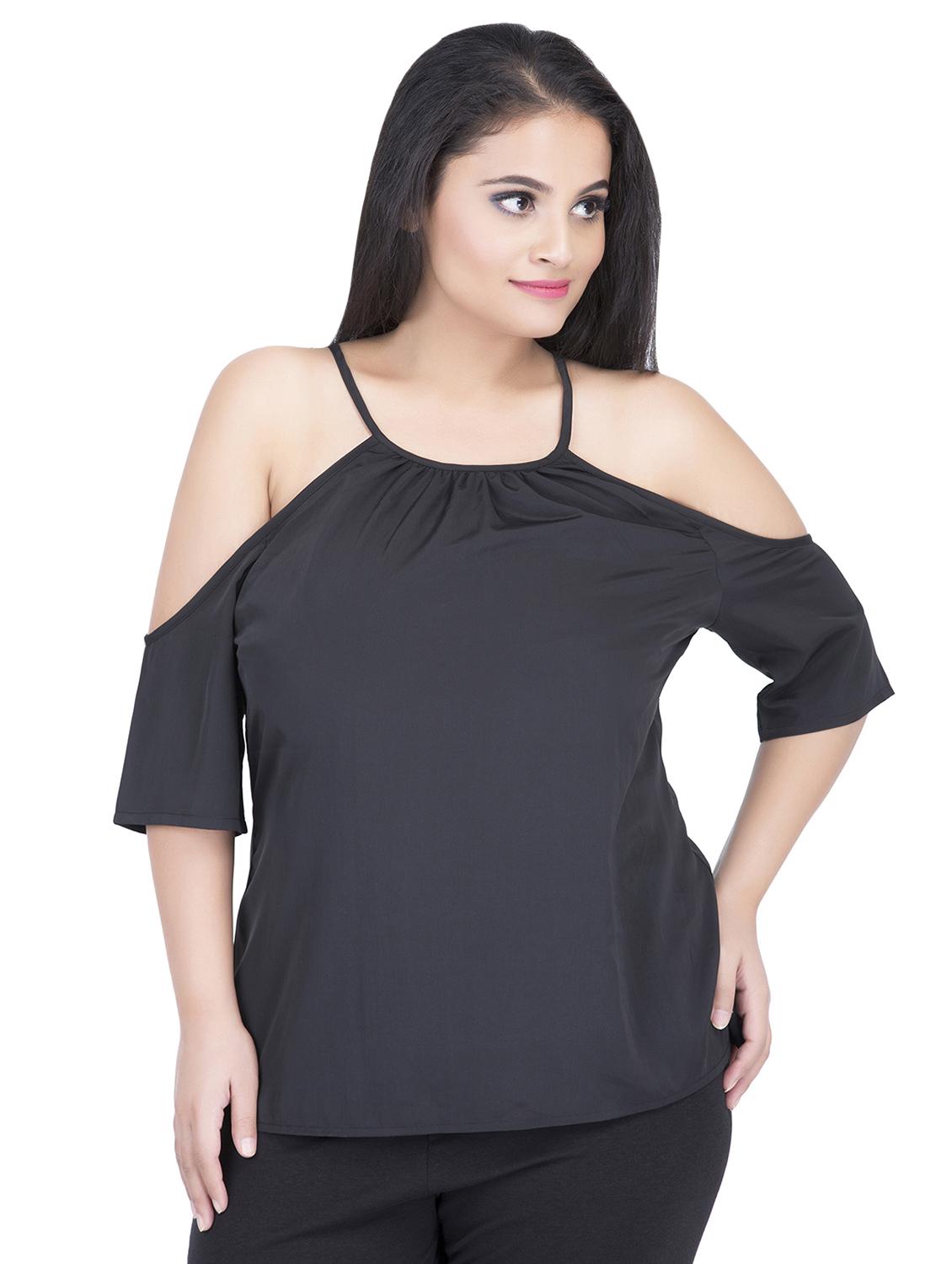 cold shoulder tie knot plus top - 16679104 - Zoom Image - 1