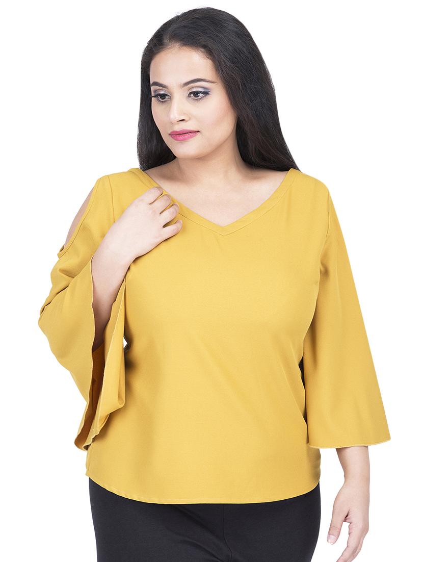 cold shoulder bell sleeved plus top - 16679113 - Zoom Image - 1