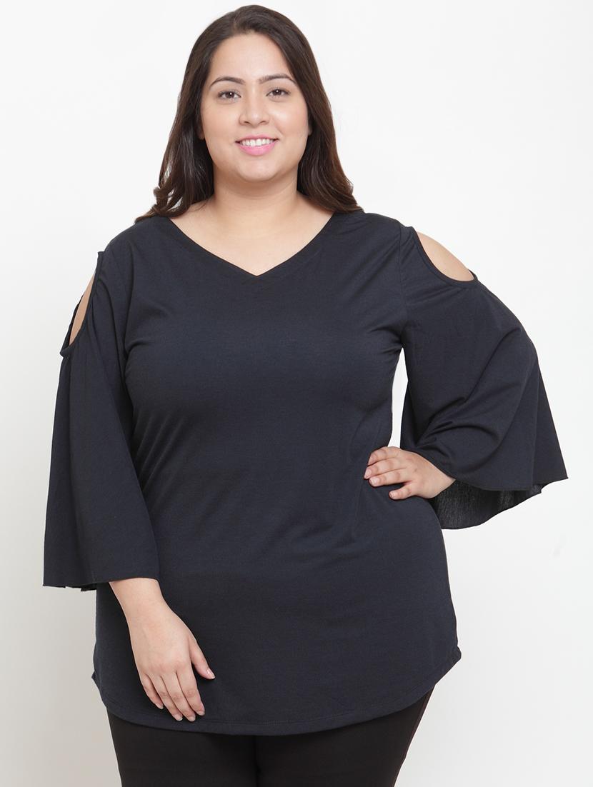 cold shoulder bell sleeved plus top - 16679115 - Zoom Image - 1