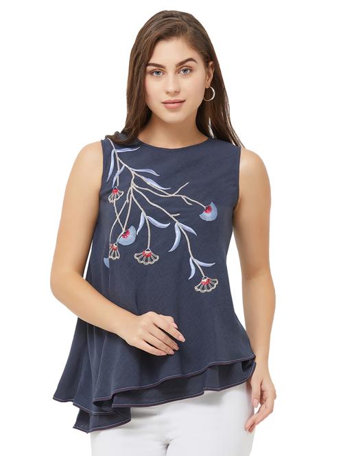 embroidered detail layered top - 16679271 - Standard Image - 1