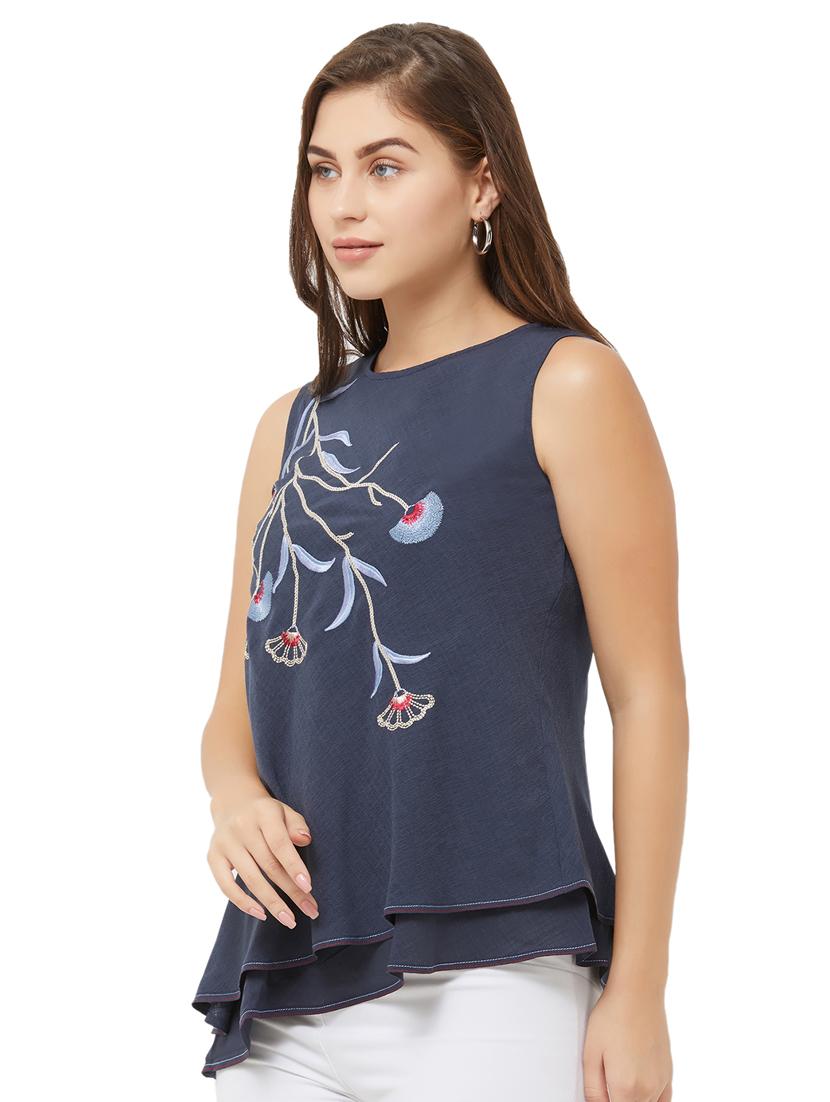 embroidered detail layered top - 16679271 - Zoom Image - 2