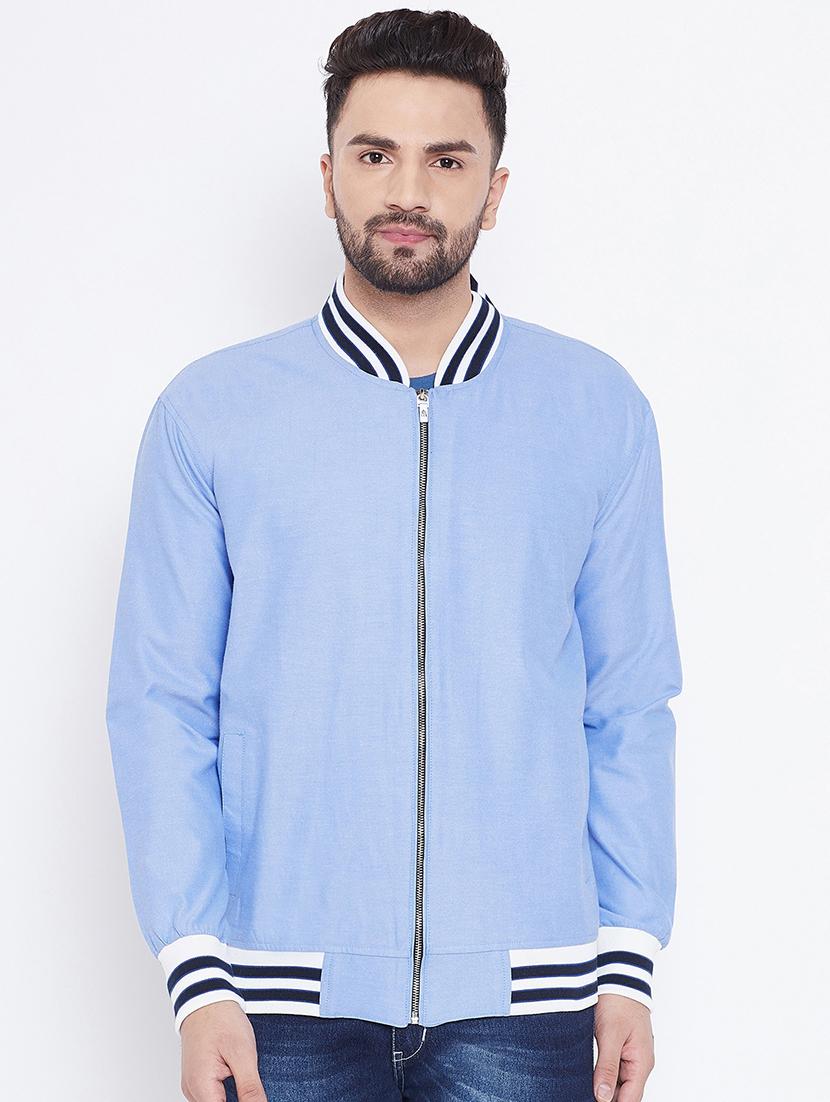 light blue solid bomber jacket - 16679730 - Zoom Image - 1