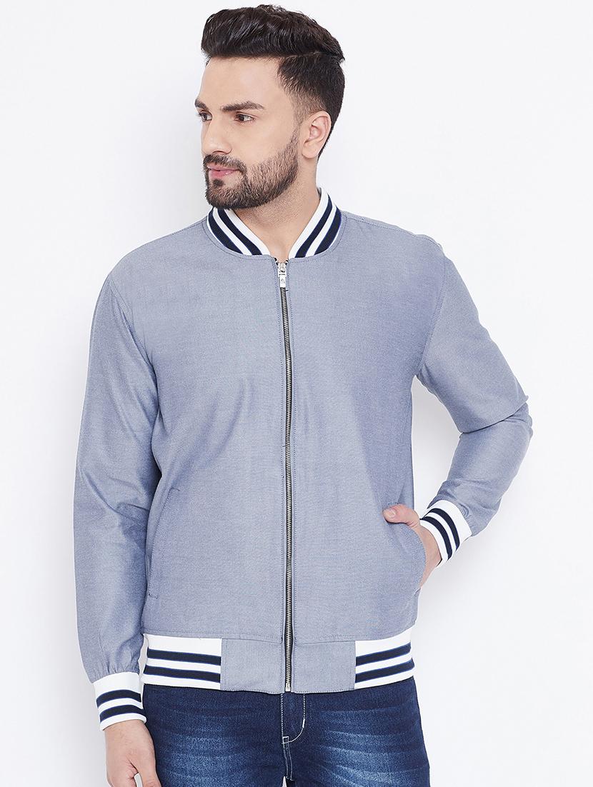 grey solid casual jacket - 16679731 - Zoom Image - 1