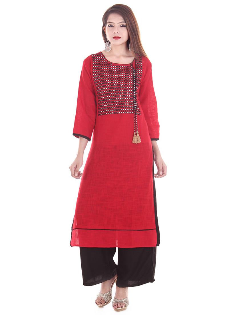 mirror work straight kurta - 16679754 - Zoom Image - 1
