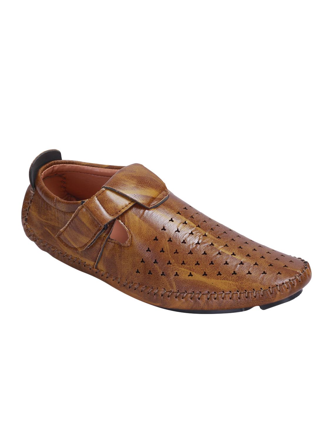 tan leatherette slip on sandals - 16679942 - Zoom Image - 1