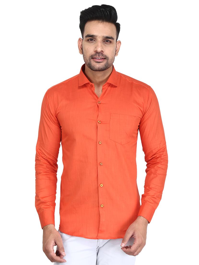 orange solid casual shirt - 16680049 - Zoom Image - 1