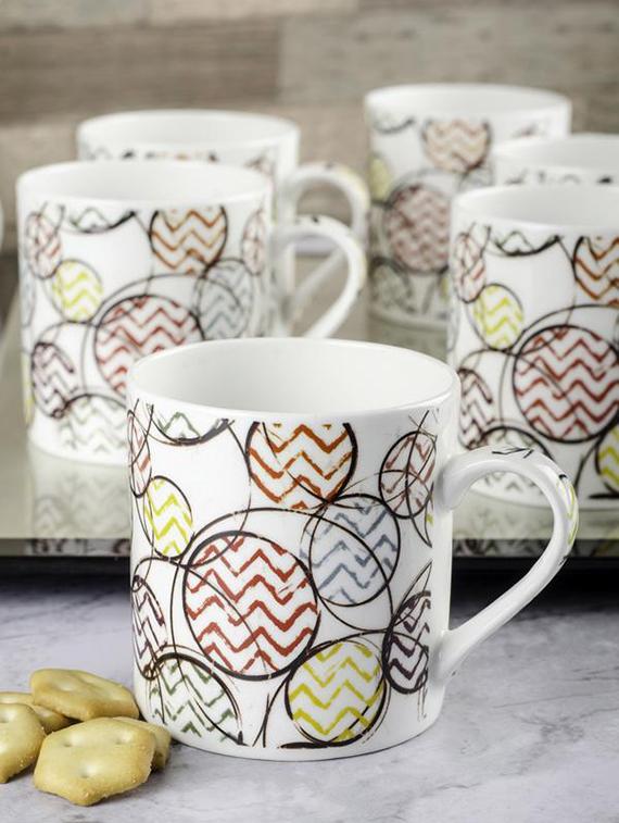 bone china tea cups with geometric design (set of 6) - 16680388 - Zoom Image - 1