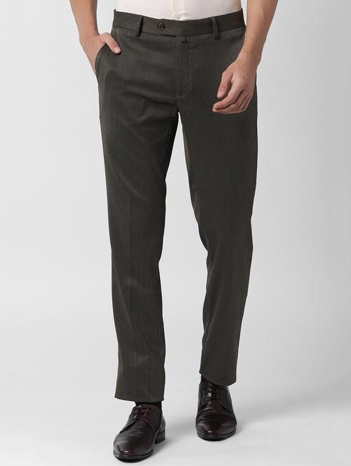 grey textured flat front formal trouser - 16680525 - Standard Image - 1