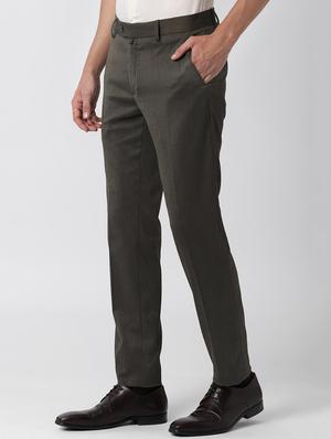 grey textured flat front formal trouser - 16680525 - Standard Image - 2