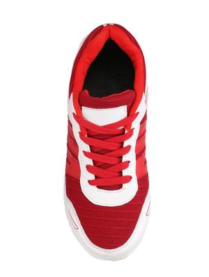 red fabric lace up sport shoes - 16680607 - Standard Image - 4