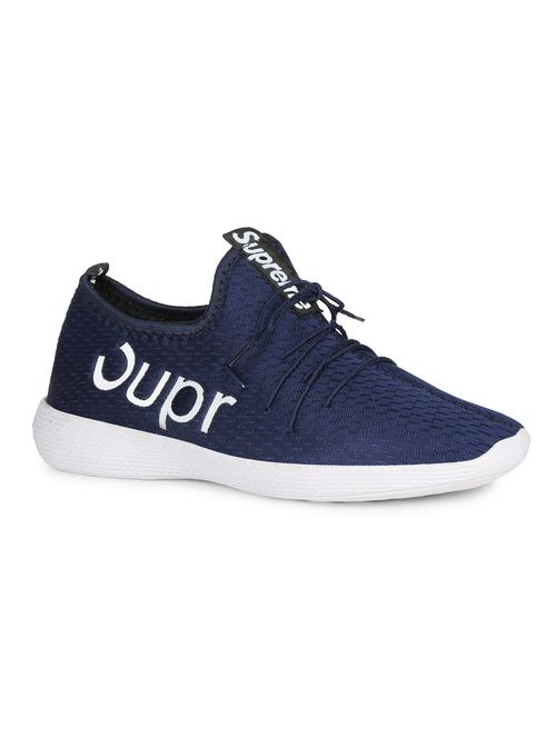 navy fabric lace up sport shoes - 16680624 - Standard Image - 1